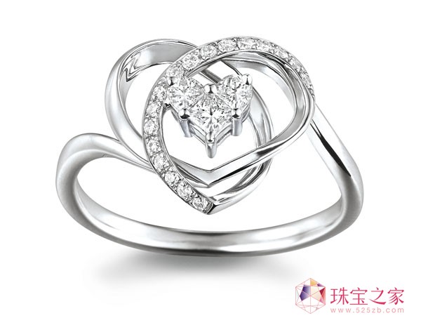 18K金「亮聚」系列心形鉆石戒指,鉆石重約0.26CT