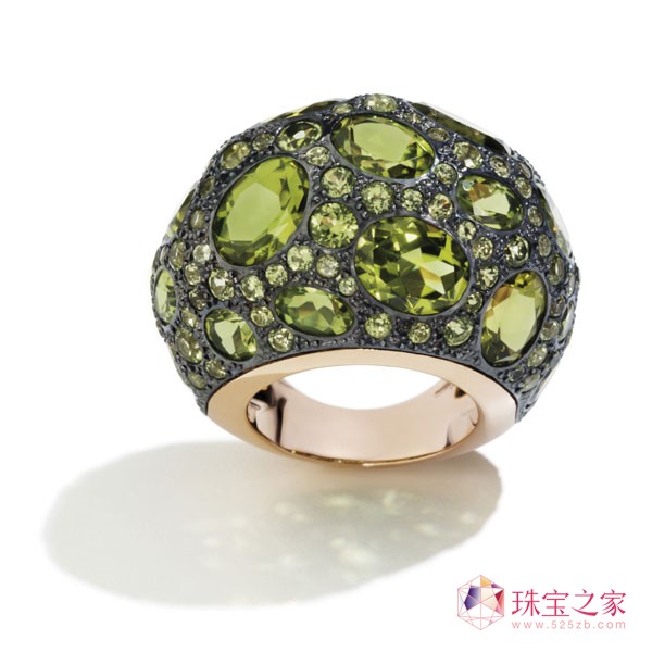 玫瑰金、拋光銀鑲嵌橄欖石 雞尾酒戒指 售價(jià):RMB74,900