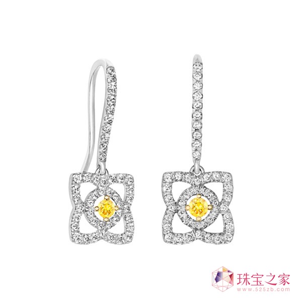 Enchanted Lotus系列 黃鉆垂墜式耳環